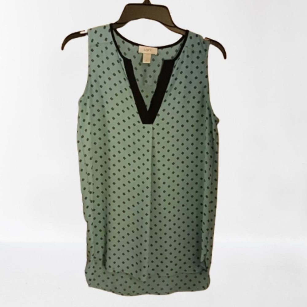 EUC Loft Women's Sleeveless Spring Summer Blouse Top Teal Size XS